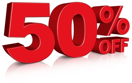 50%オフの値札イメージ