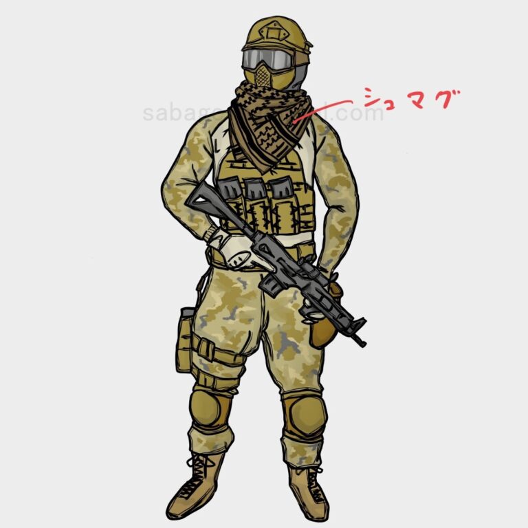 サバゲー装備シュマグ（アフガンストール）解説イラスト