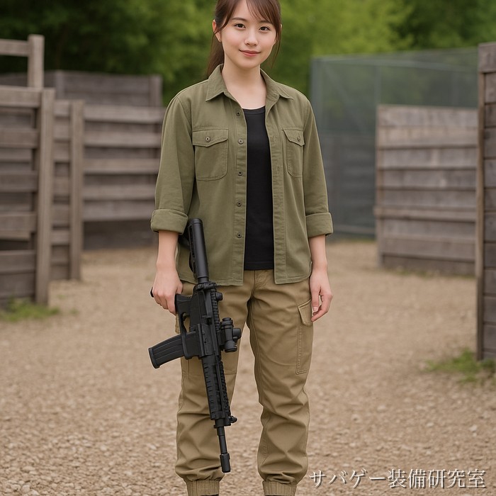 サバゲー女子の服装コーデ例(撮影風景風)