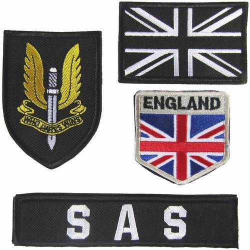 オナモミズハウス ベルクロワッペン イギリス陸軍 SAS 4点セット 黒